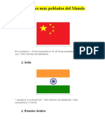 Los Países Mas Poblados Del Mundo