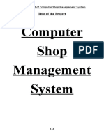 Project Report On Computer Shop Management System