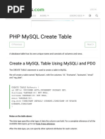 PHP MySQL Create Table