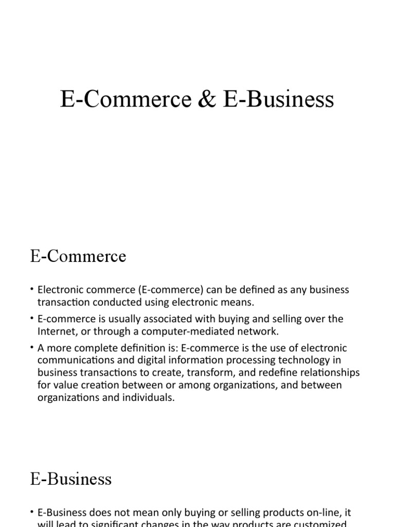 E-Commerce and Data Warehouse Overview | PDF | Electronic Business | E ...