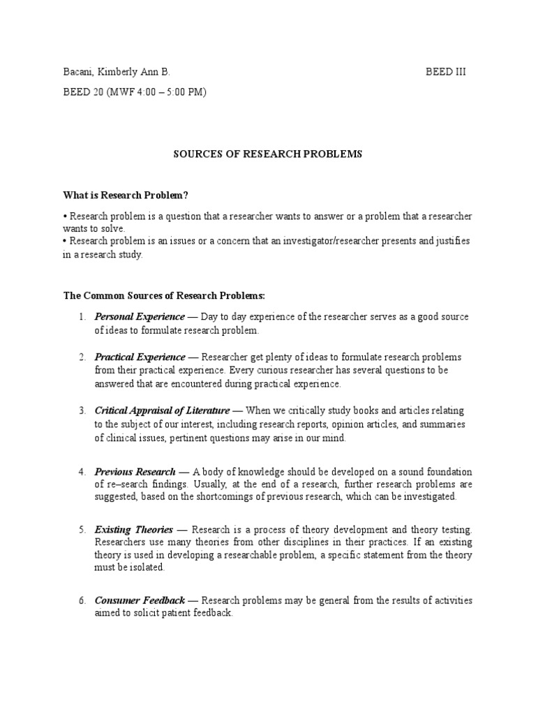 Sources of Research Problems | PDF | Mind | Brainstorming