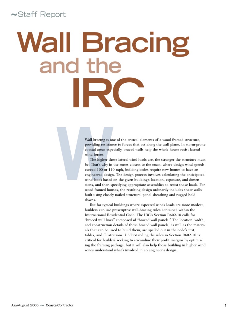 IRC R602.10: Wall Bracing Explained | PDF | Framing (Construction) | Wall