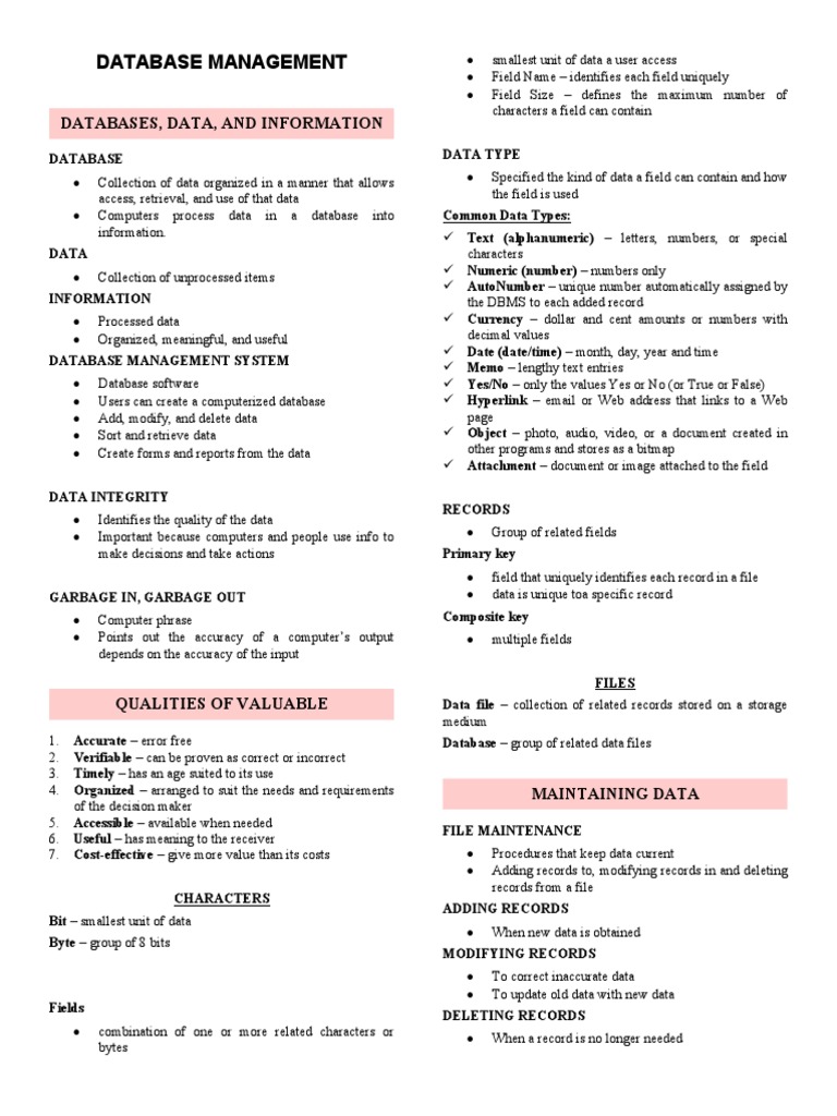 Contrano erine database management notes pdf backup databases