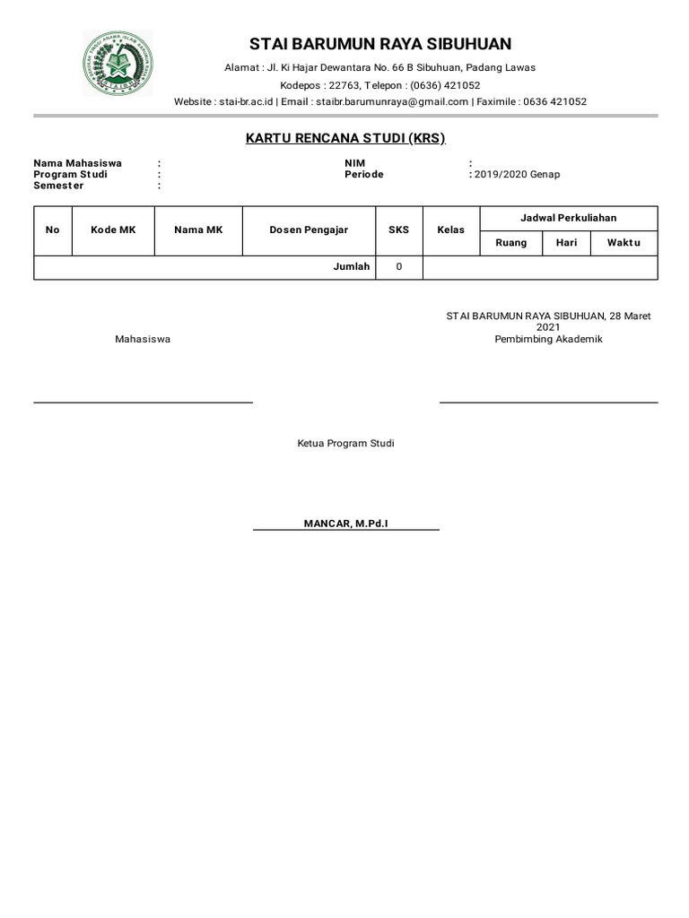 KRS Mahasiswa STAI 2019/2020 | PDF