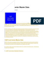 2.1 SAP Cost Center Master Data