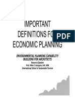 Important Definitions For Economic Planning