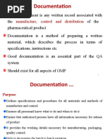 Documentation: Manufacture, Control and Distribution