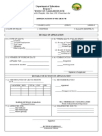 Application For Leave: Department of Education Region V Dividion of Camarines Sur