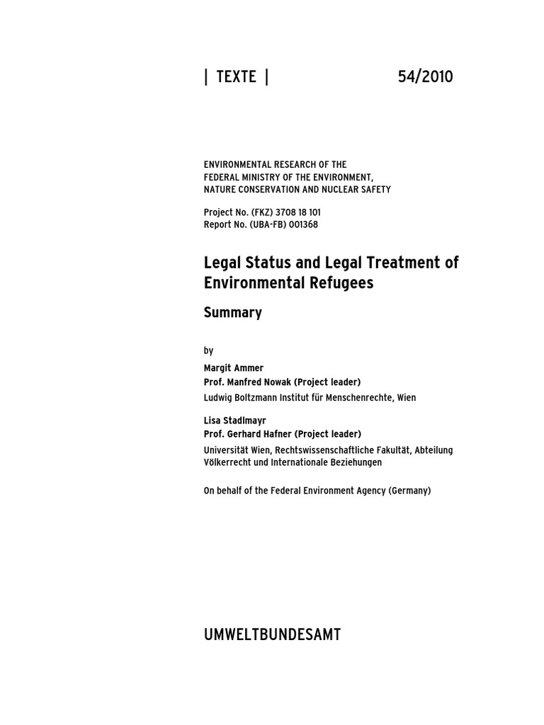 Texte - 54/2010: Legal Status and Legal Treatment of Environmental ...