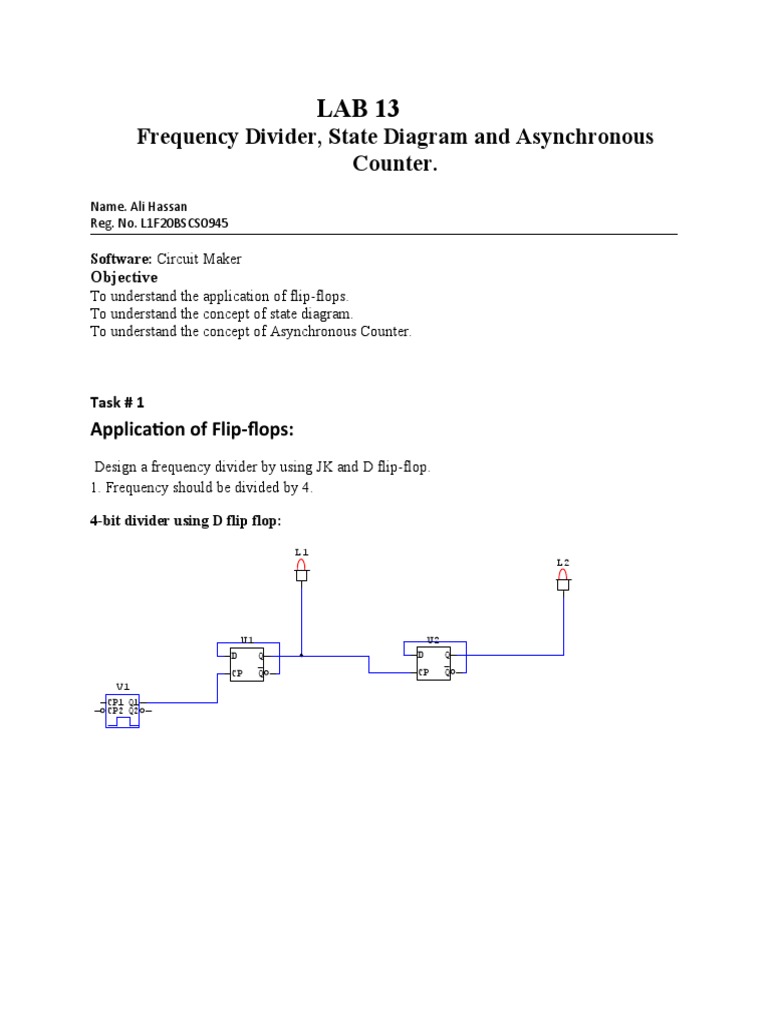 Frequency Divider, State Diagram and Asynchronous Counter.: Application ...