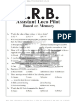 RRb ALP Memory Based Question Paper 8