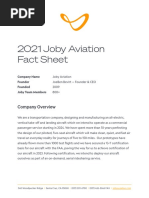 Joby Aviation Company Fact Sheet