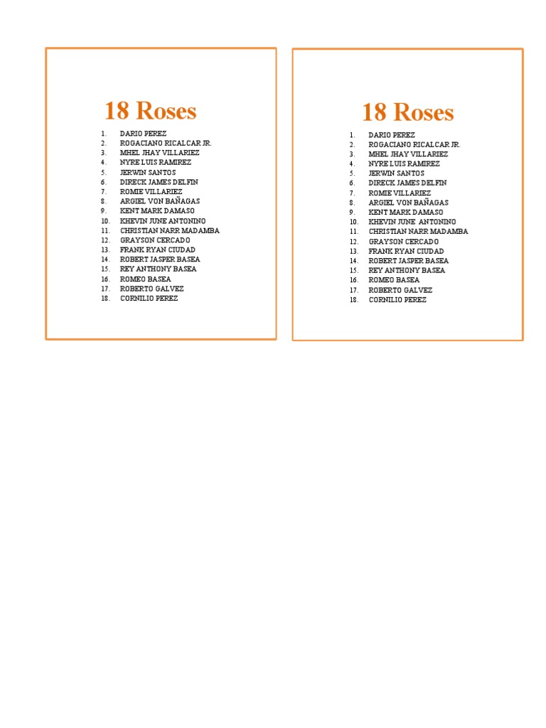 18 Roses Ceremony Participants | PDF