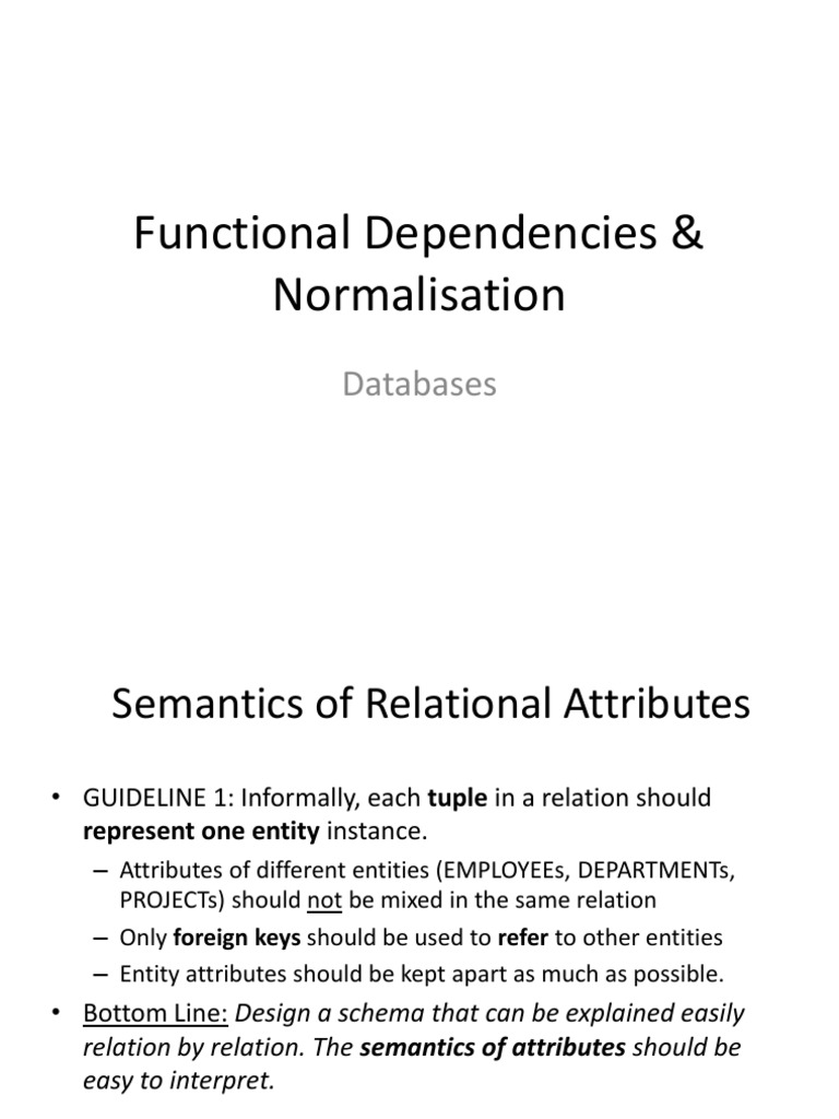 Functional Dependencies in Database Normalization | PDF | Relational ...