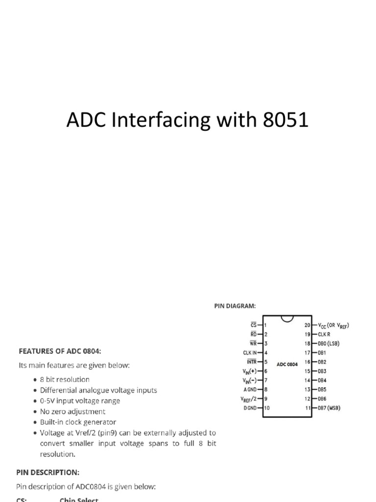 ADC Interfacing Code for 8051 | PDF