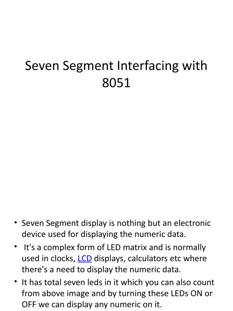 8051 Seven Segment Display Guide | PDF