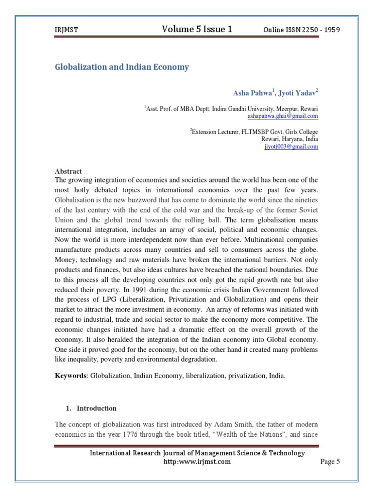 Globalization's Impact on India's Economy | PDF | Globalization ...