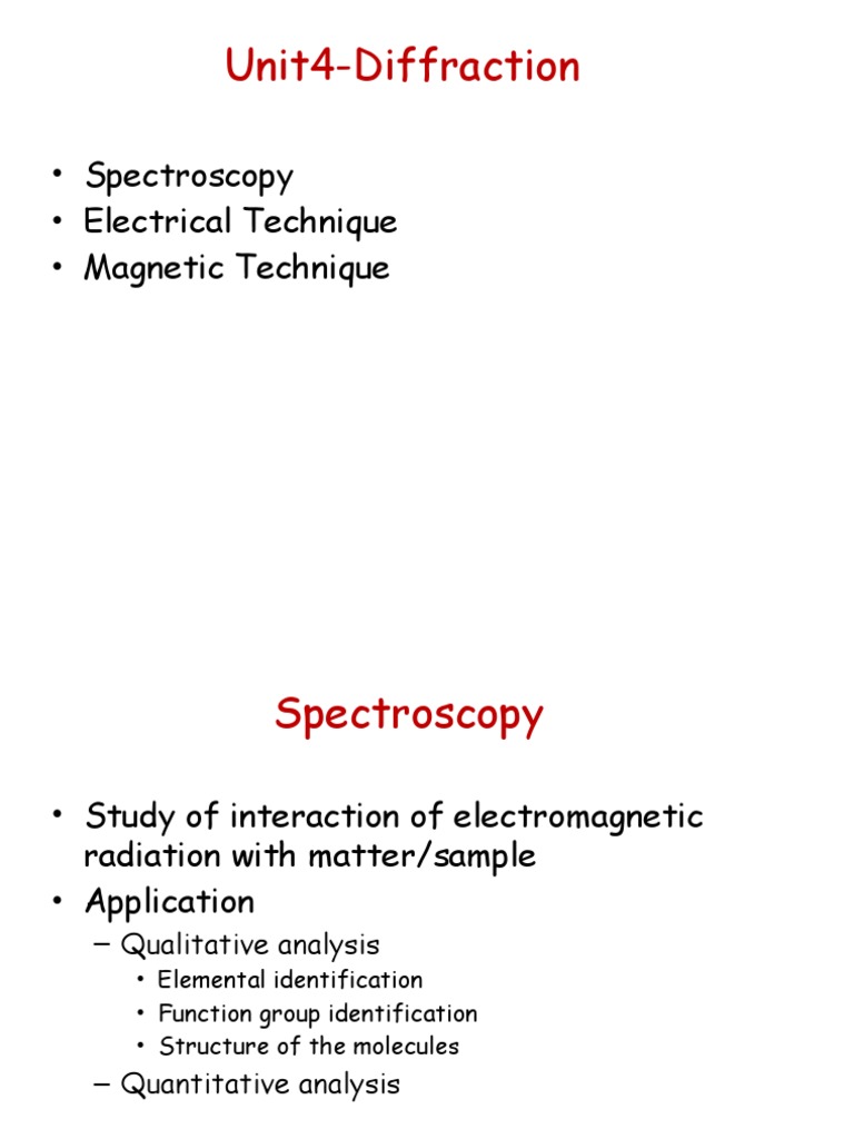 Unit4 Spectroscopy Electrical Magnetic Techniques | PDF | Spectroscopy ...