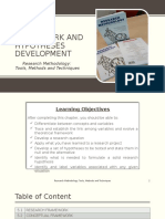 Framework and Hypotheses Development: Research Methodology: Tools, Methods and Techniques