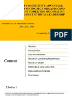 Impact of Competitive Advantage Dimensions On Project Organisation Commitment Under The Moderating Role of Project Ethical Leadership