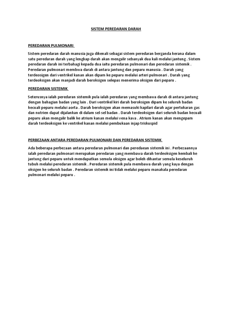 Sistem Peredaran Darah | PDF