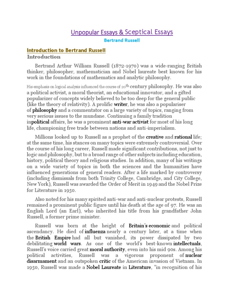 unpopular essays by bertrand russell pdf