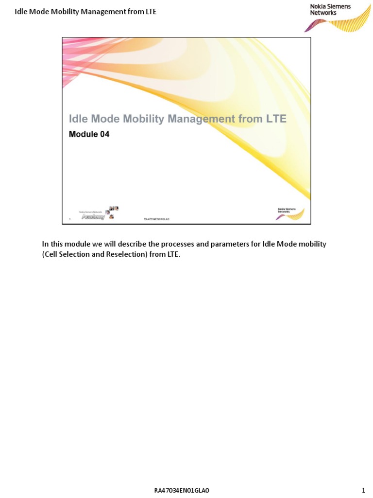 NSN 04 RA47034EN01GLA0 Idle Mode Mobility Management From LTEV3
