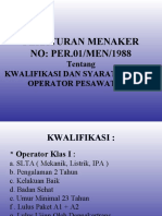 Permen 01 Tahun 1988 Klasifikasi Operator Pesawat Uap