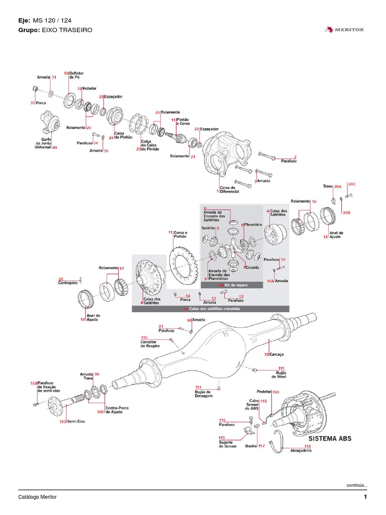 Catálogo Meritor Eixo MS 120/124 | PDF | Bens manufaturados | Máquinas