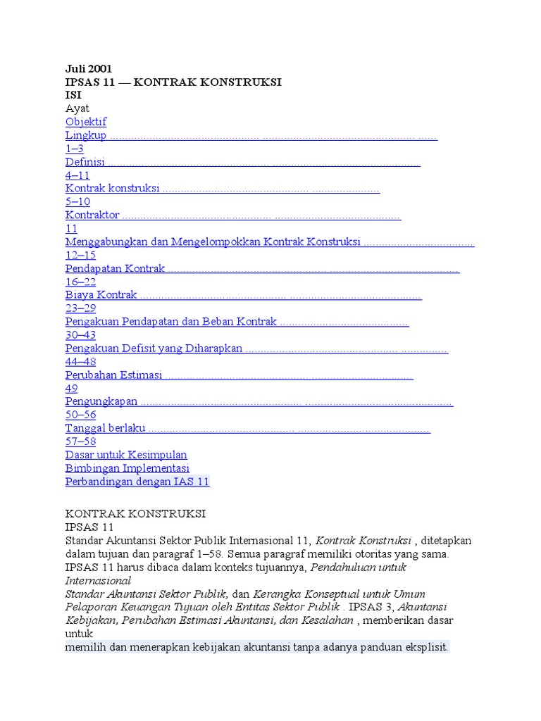 Akuntansi Kontrak Konstruksi IPSAS 11 | PDF | Teknologi & Rekayasa