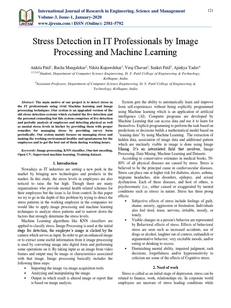 Stress Detection in IT Professionals | PDF | Logistic Regression ...