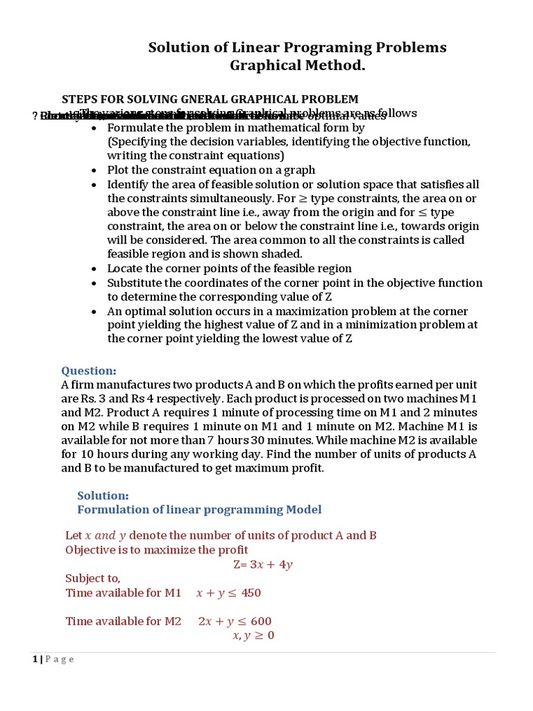 Graphical Method for Linear Programming | PDF | Mathematical ...