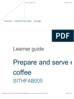 SITHFAB005 - Prepare serve espresso coffee - Learner Guide | Coffee | Drink