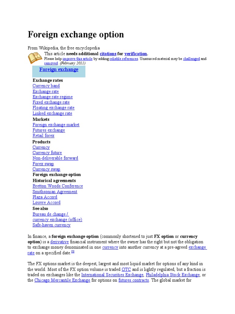 Foreign Exchange Option | PDF | Foreign Exchange Market | Option (Finance)