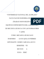 Equipos e Instrumentos Del Laboratorio de Mecánica de Roca Con Las Normas ISRM y ASTM.