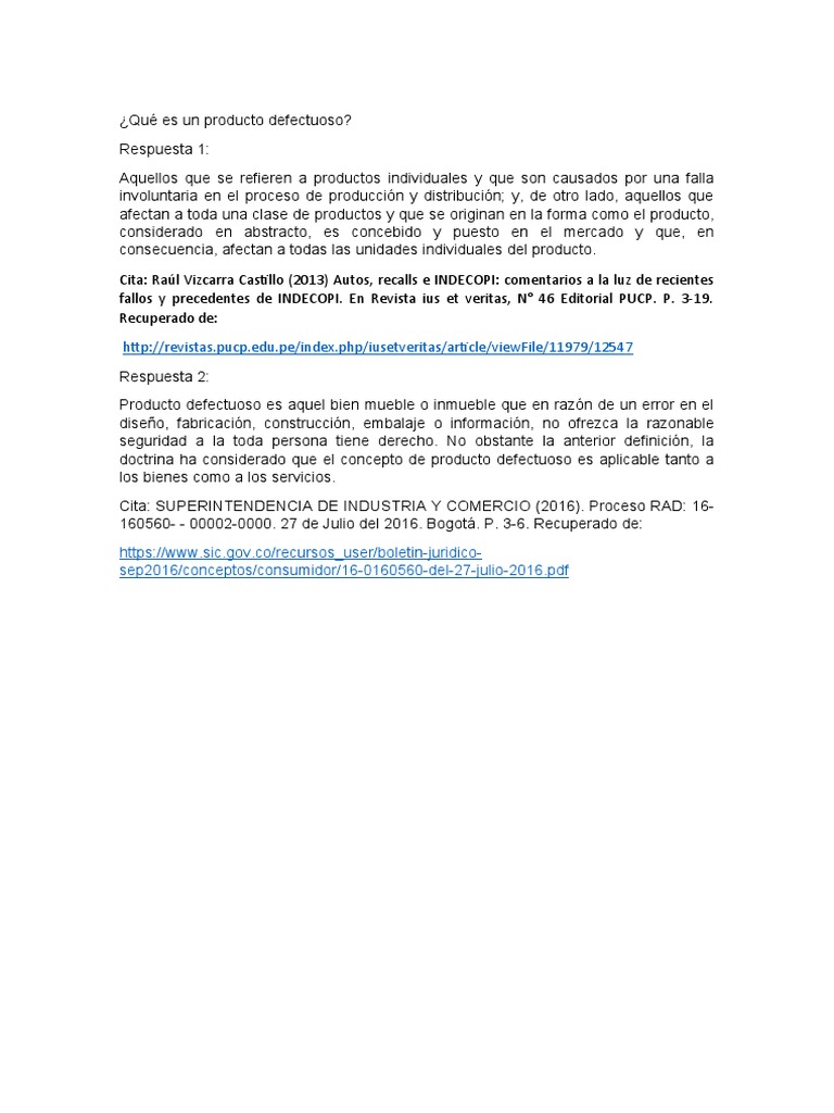 Qué Es Un Producto Defectuoso | PDF