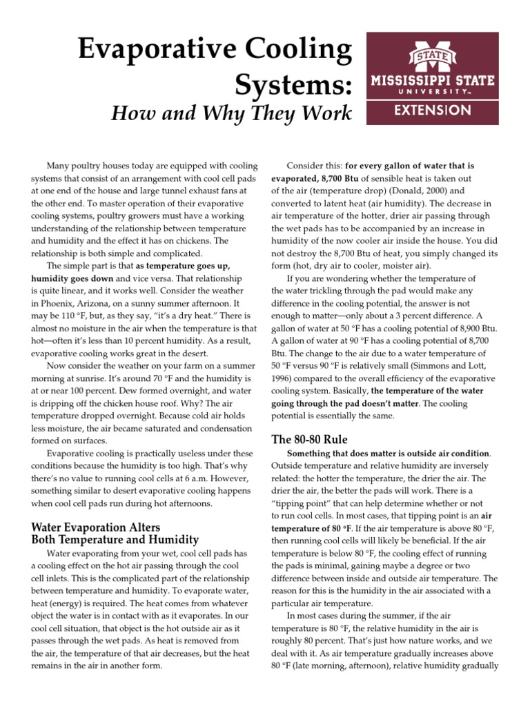 Evaporative Cooling Systems:: How and Why They Work | PDF | Humidity ...