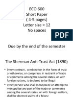 ECO 600 Short Paper (4-5 Pages) Letter Size 12 No Spaces
