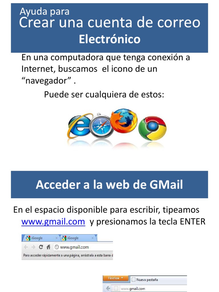 Tutorial para Crear Correo Gmail. 1°, 2° y 3° | PDF | Gmail | Contraseña