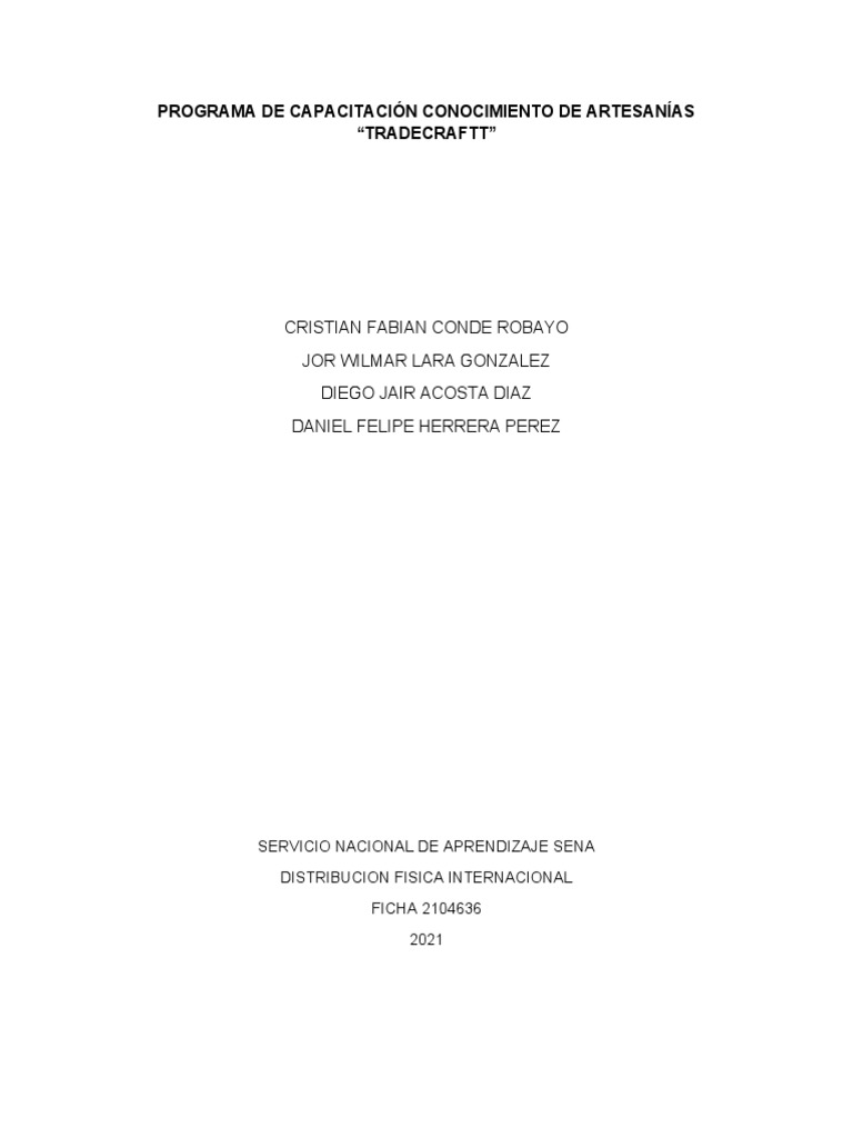Programa de Capacitación Conocimiento de Artesanías | PDF | Aprendizaje ...