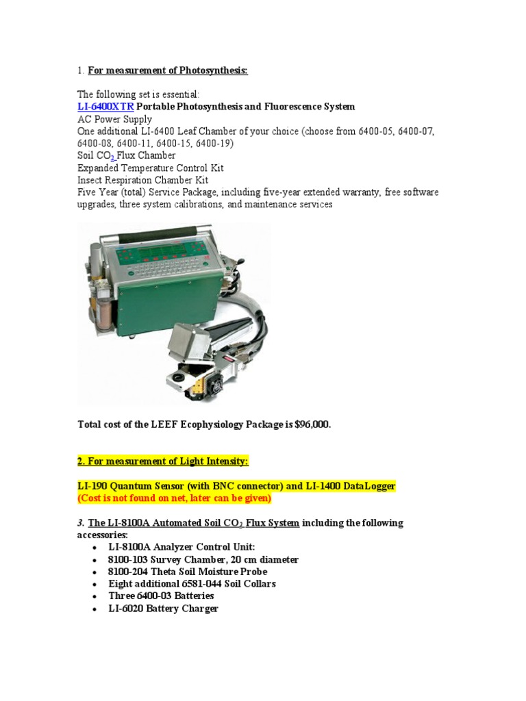 Part of Instrument List | PDF | Carbon Dioxide | Photosynthesis