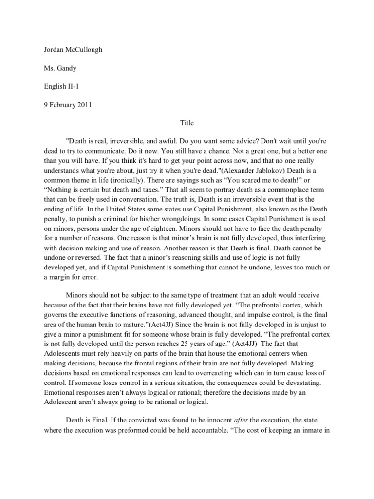 Roper V Simmons PDF Capital Punishment Decision Making