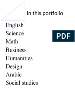 Subjects in This Portfolio English Science Math Business Humanities Design Arabic Social Studies