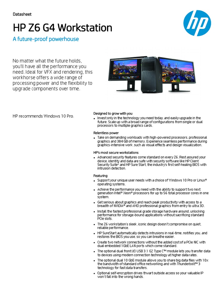 HP Z6 G4 Workstation: A Future-Proof Powerhouse | PDF | Windows 10 ...