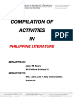 Compilation of Activities IN: Philippine Literature