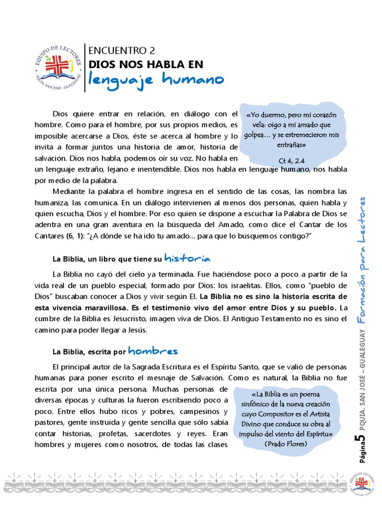 Dios nos habla en lenguaje humano | PDF | Biblia | Salvación