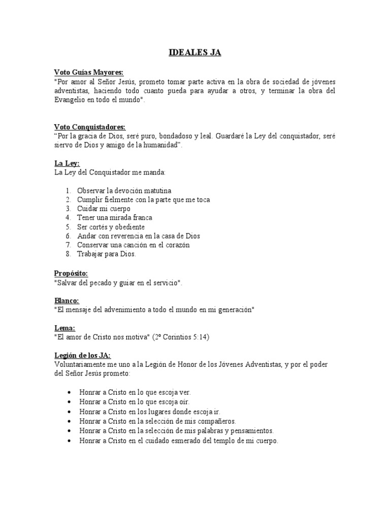 Ideales JA | PDF | Cristo (título) | Iglesia Adventista del Séptimo Día