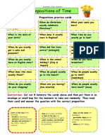 Preposition of Time Conversation Cards Grammar Drills - 105236