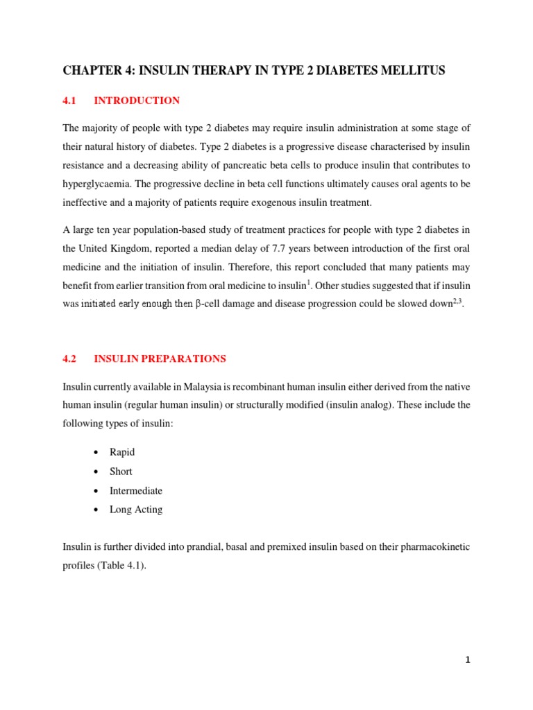 Chapter 4: Insulin Therapy in Type 2 Diabetes Mellitus | PDF ...