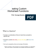 Creating Custom Worksheet Functions: Prof. Anurag Saxena